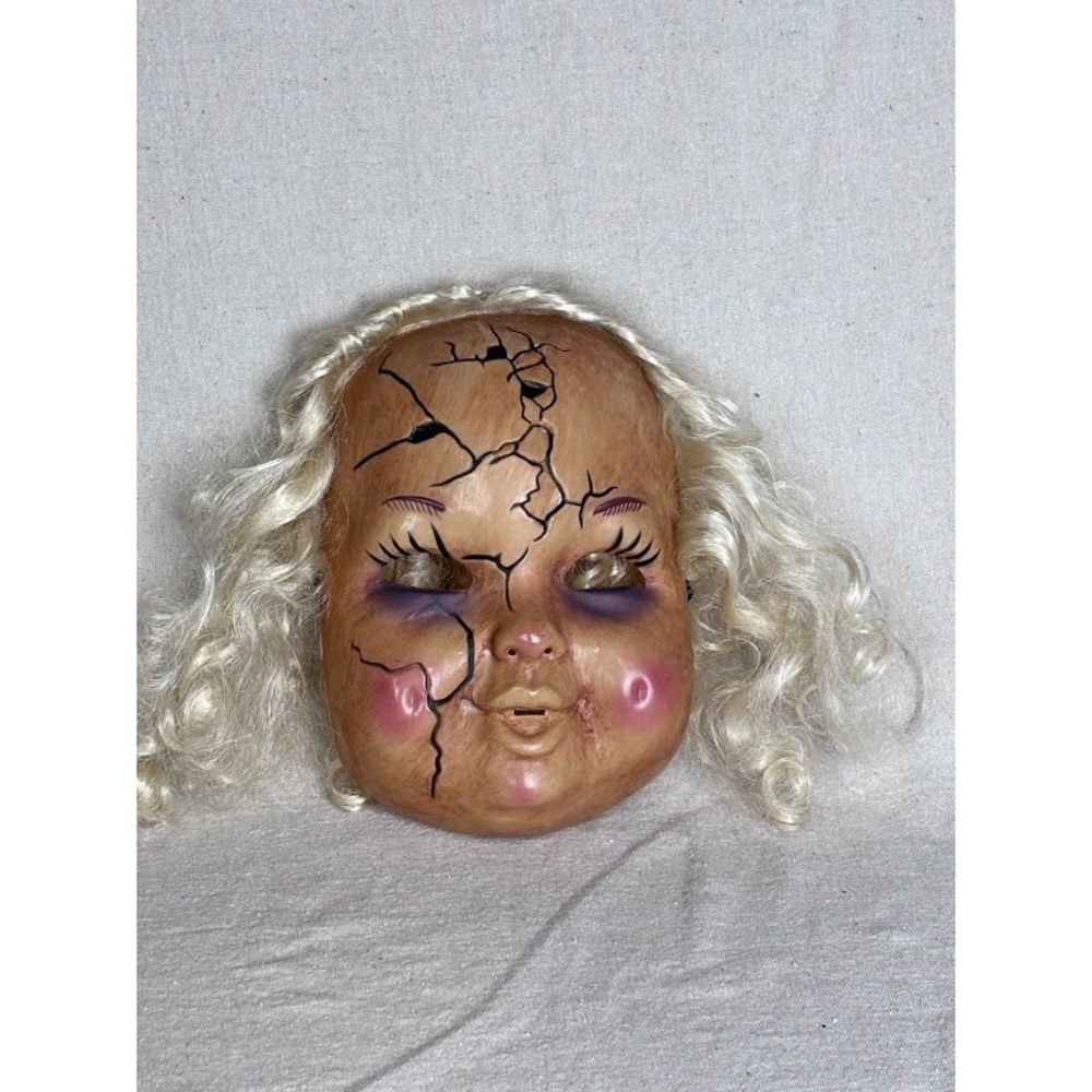 Scary Creepy Doll Halloween Mask Bride Of Chucky Blonde Hair